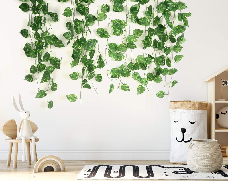 BS AMOR Artificial Creeper Money Plant Leaf Garland | Wall Hanging | Speacial Ocassion Decoration | Home Decor Party | Office Festival Theme Decorative Length 6 Feet Pack Strings(12) - Image 5