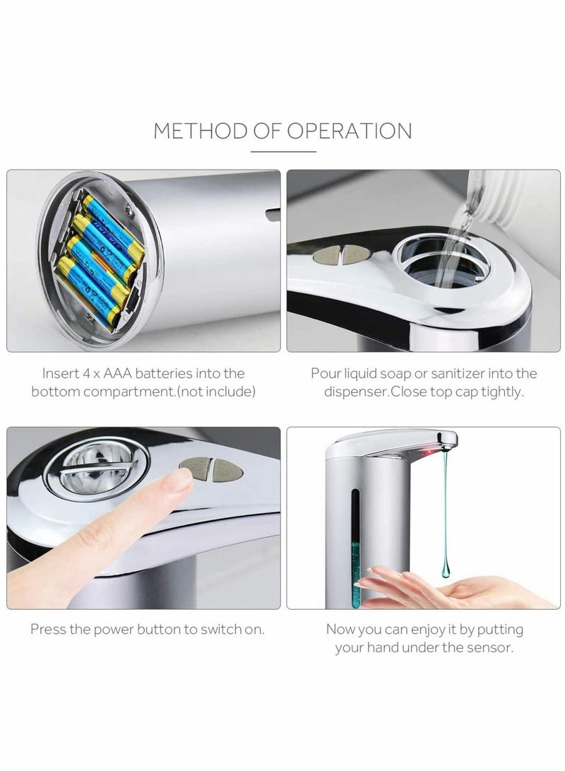 SOLARAE Automatic Soap Dispenser, Hand Sanitizer Dispenser Touchless Soap Dispenser, Infrared Motion Sensor Stainless Steel Dish, Liquid Free Auto Hand Soap Dispenser for Bathroom or Kitchen - Image 4