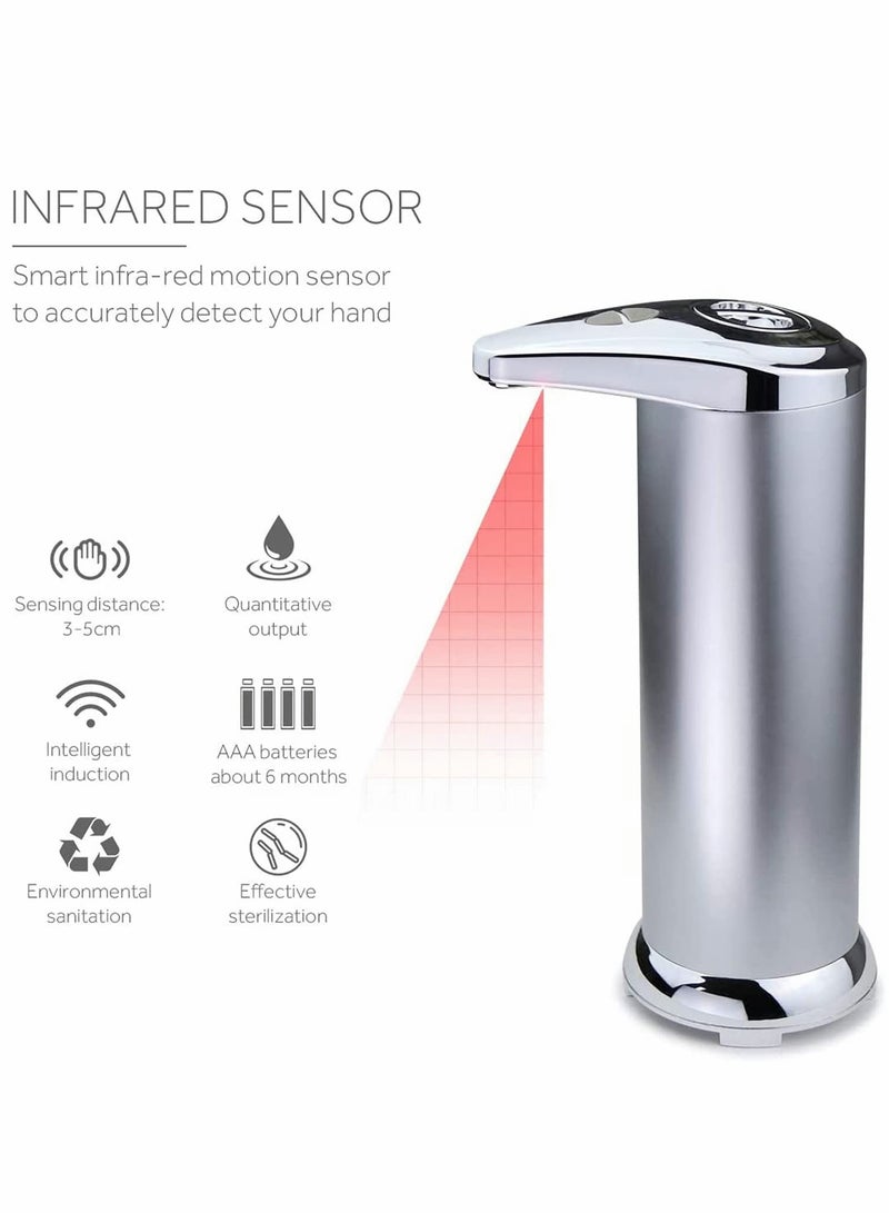 SOLARAE Automatic Soap Dispenser, Hand Sanitizer Dispenser Touchless Soap Dispenser, Infrared Motion Sensor Stainless Steel Dish, Liquid Free Auto Hand Soap Dispenser for Bathroom or Kitchen - Image 2