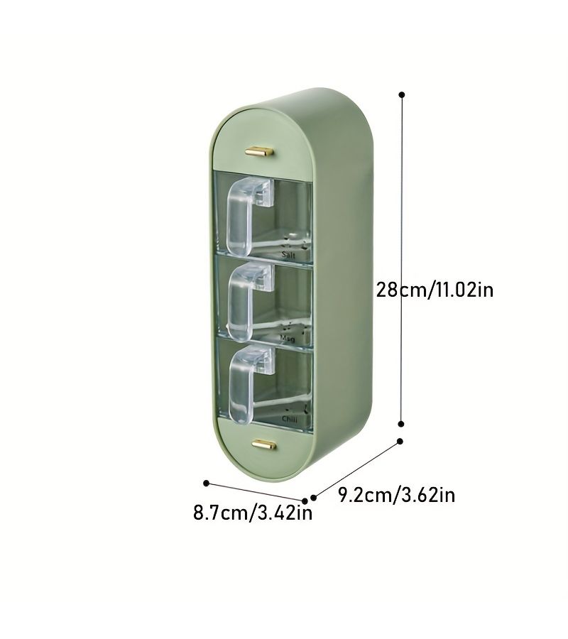 1 Wall Mounted White Spice Organizer Adhesive Seasoning Storage Box For Kitchen Easy Access To Spices - Image 5