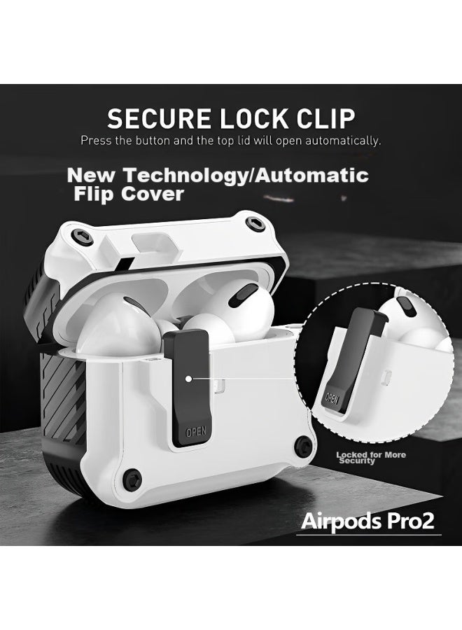 Chuangsi Mi Chuangsimi Airpods Pro 2nd Generation Protective Case, Pro2 Shockproof Magnetic Protective Cover, Apple Wireless Bluetooth Earphone Case, Anti-loss Detachable Smart Pop-up Cover, White - Image 1