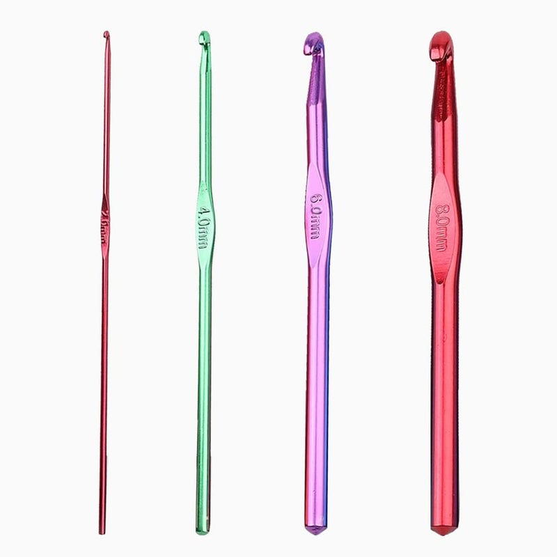 Crochet Hooks 4 Pcs Multicolor Aluminum Knitting Needles Crochet Hooks Set for Beginners or Professionals