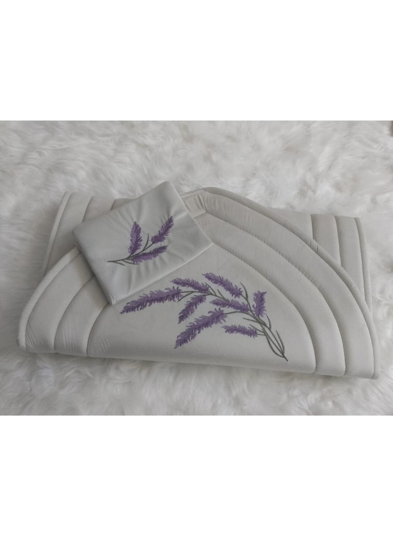 SMART HOME Embroidered sponge padded prayer rug set with a crushed embroidered prayer sheet. Excellent soft,  and Quran cover ,cool material that provides you with comfort.  - Image 2