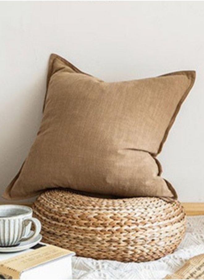 LUNA Home 1 Piece 50*50Cm Size 100% Linen Cushion Cover Solid Brown Bean  - Image 4