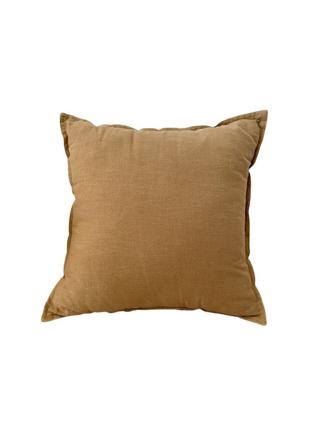 LUNA Home 1 Piece 50*50Cm Size 100% Linen Cushion Cover Solid Brown Bean  - Image 1