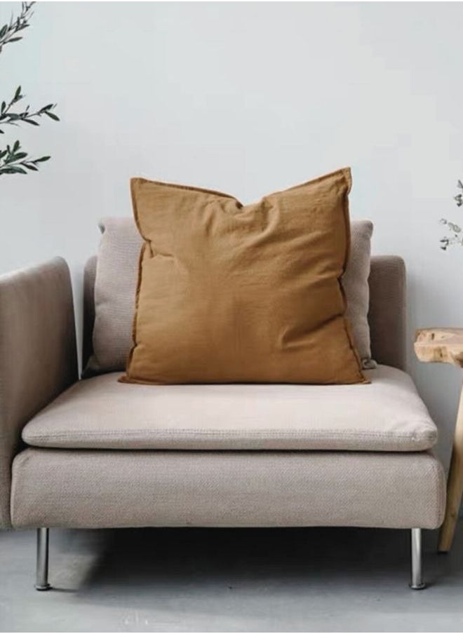 LUNA Home 1 Piece 50*50Cm Size 100% Linen Cushion Cover Solid Brown Bean  - Image 5