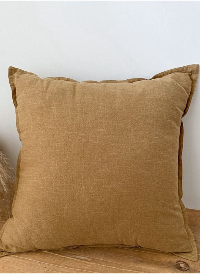 LUNA Home 1 Piece 50*50Cm Size 100% Linen Cushion Cover Solid Brown Bean  - Image 3