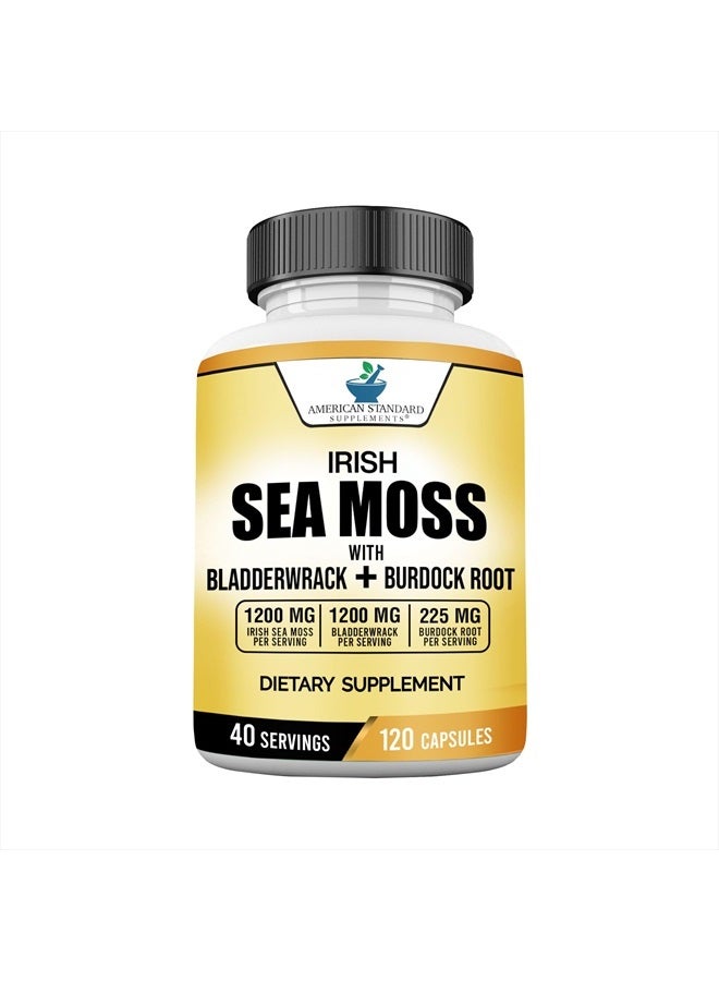 American Standard Supplements طحالب البحر الأيرلندية 1200 ملغ، بلادرواك 1200 ملغ وجذر الأرقطيون 225 ملغ لكل حصة - نباتي، خالي من الغلوتين، غير معدل وراثيًا، 120 كبسولة، 40 حصة - Image 1
