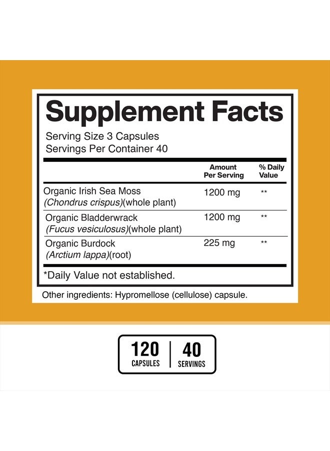 American Standard Supplements طحالب البحر الأيرلندية 1200 ملغ، بلادرواك 1200 ملغ وجذر الأرقطيون 225 ملغ لكل حصة - نباتي، خالي من الغلوتين، غير معدل وراثيًا، 120 كبسولة، 40 حصة - Image 3