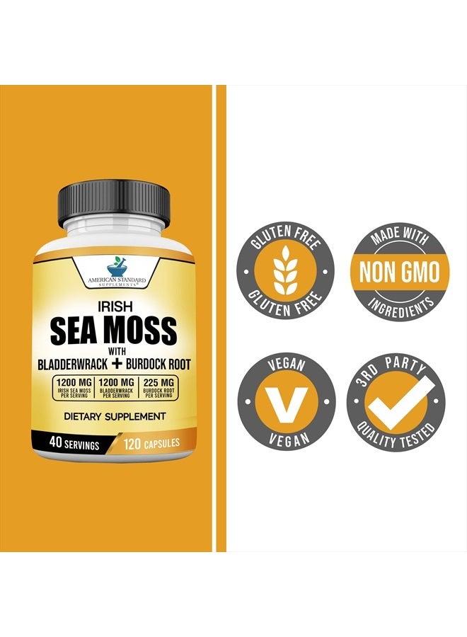American Standard Supplements طحالب البحر الأيرلندية 1200 ملغ، بلادرواك 1200 ملغ وجذر الأرقطيون 225 ملغ لكل حصة - نباتي، خالي من الغلوتين، غير معدل وراثيًا، 120 كبسولة، 40 حصة - Image 5