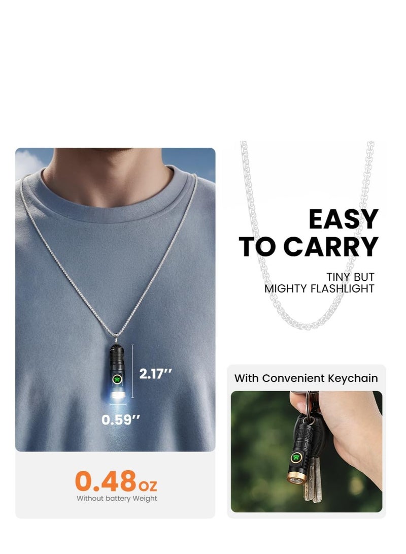 800 Lumens Rechargeable Keychain Flashlight – Mini EDC LED Torch with 5 Modes, Type-C Fast Charging, Waterproof Metal Body, Adjustable Focus, Long Battery Life – Portable Pocket Light for Dog Walkin - Image 4