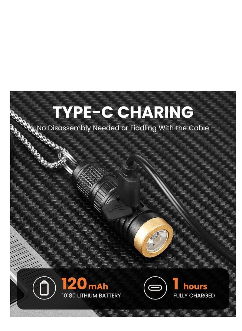 800 Lumens Rechargeable Keychain Flashlight – Mini EDC LED Torch with 5 Modes, Type-C Fast Charging, Waterproof Metal Body, Adjustable Focus, Long Battery Life – Portable Pocket Light for Dog Walkin - Image 5