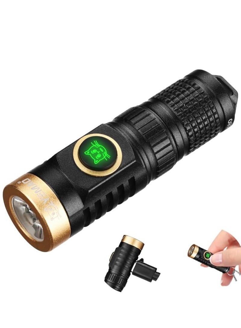 800 Lumens Rechargeable Keychain Flashlight – Mini EDC LED Torch with 5 Modes, Type-C Fast Charging, Waterproof Metal Body, Adjustable Focus, Long Battery Life – Portable Pocket Light for Dog Walkin - Image 1