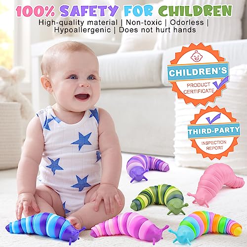 Cevioce 6 Sensory Slug Fidget Toys Adults  Kids Party Favors Autism Sensory Toys for 3 Year Olds  Blue - Image 5
