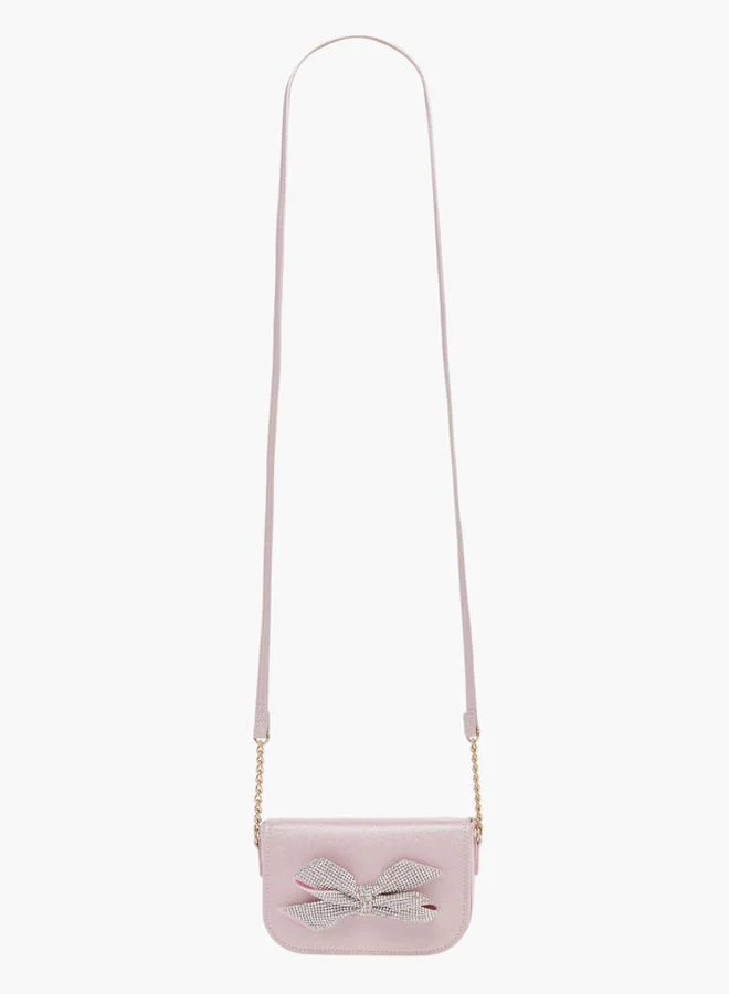 سيليست حقيبة كروس بودي للبنات مزينة بفيونكة وحزام بسلسلة وإغلاق بقلاب