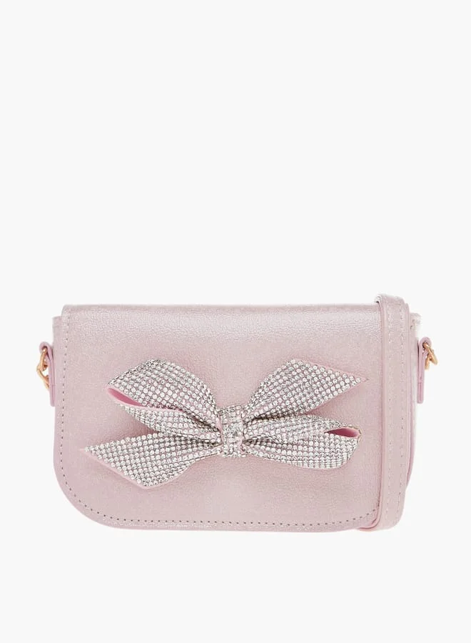 سيليست حقيبة كروس بودي للبنات مزينة بفيونكة وحزام بسلسلة وإغلاق بقلاب