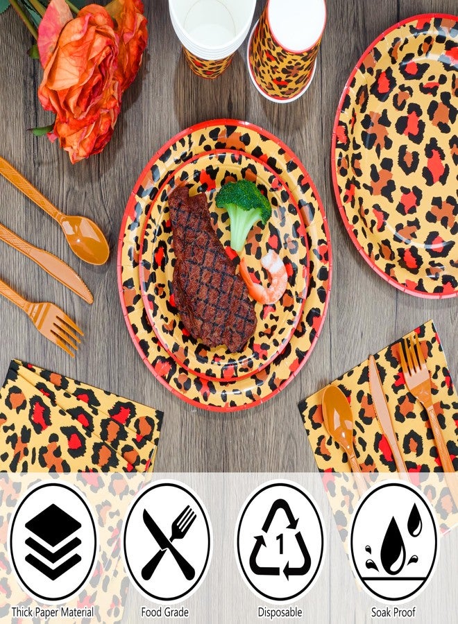 THAWAY Cheetah Print Birthday Decorations, 210Pcs Leopard Birthday Decorations Includes Cheetah and Cherry Print Balloons, Tableware, Banner Red and Black Party Decorations Supplies for Women Party - Image 4