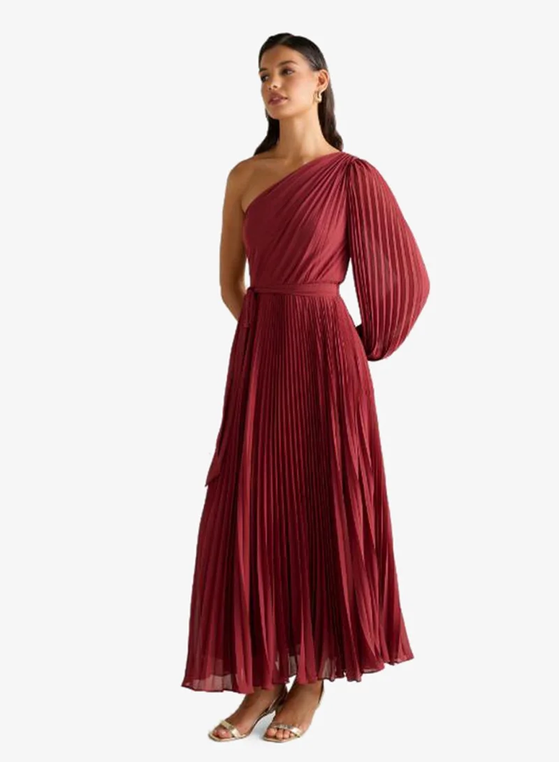 forever new  Mina Pleated One Shoulder Midi Dress for Women | Best Price UAE
