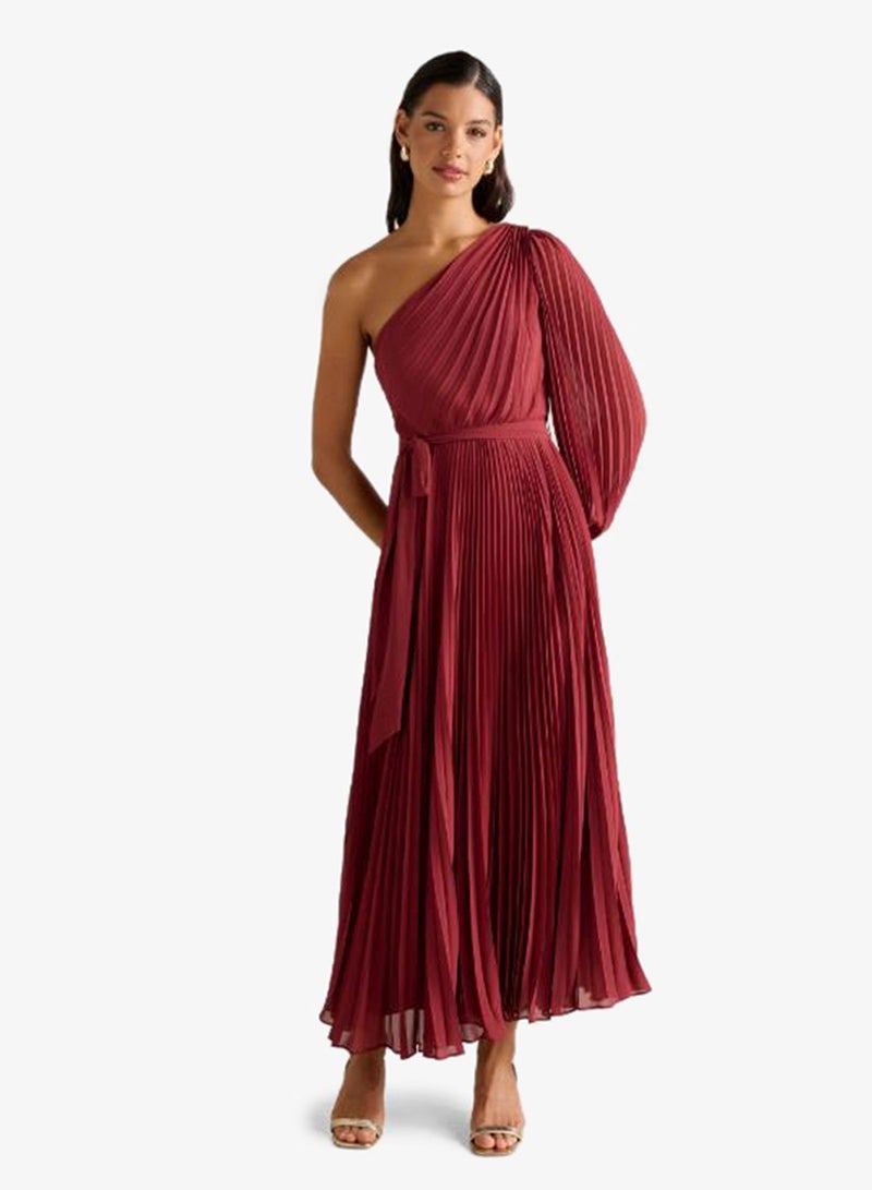forever new Mina Pleated One Shoulder Midi Dress - Image 1