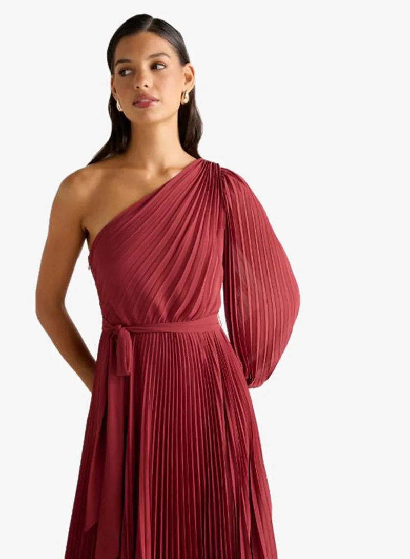 forever new  Mina Pleated One Shoulder Midi Dress for Women | Best Price UAE