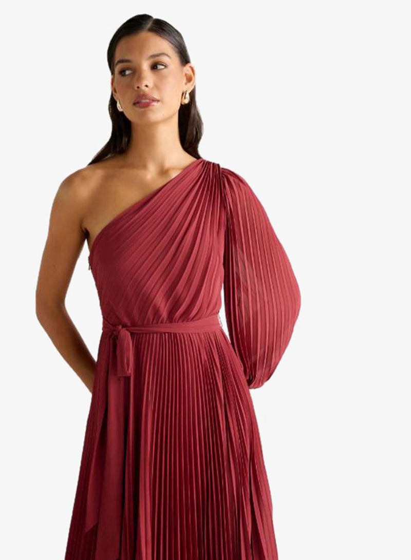 forever new Mina Pleated One Shoulder Midi Dress - Image 4