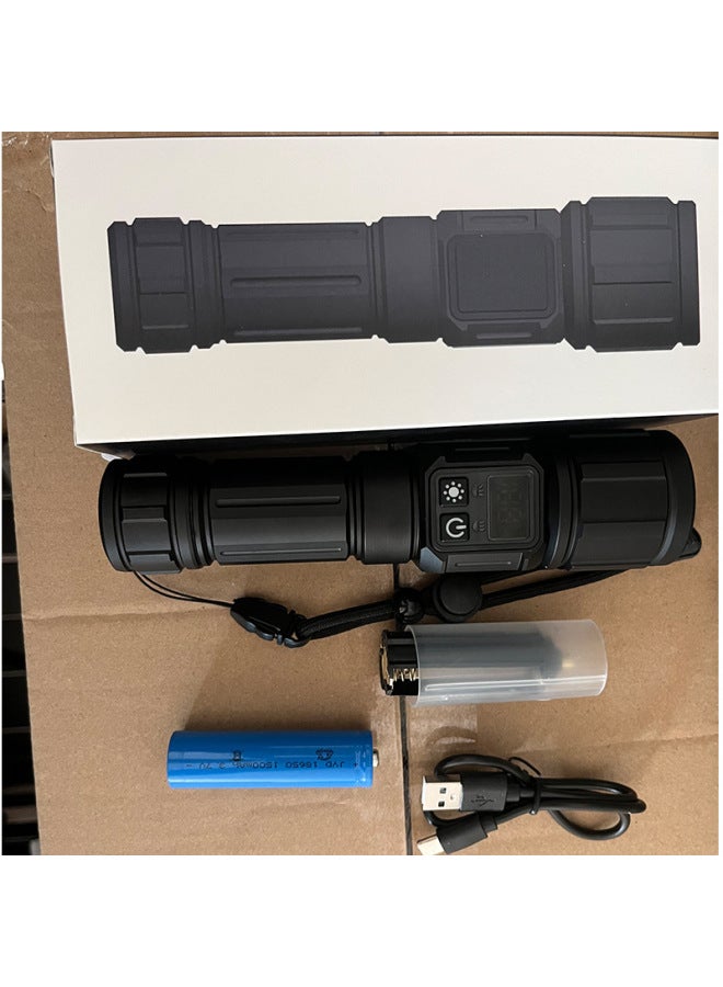 Cross-border White Laser COB Flashlight USB Rechargeable Outdoor Zoom Smart Screen Magnetic LED Flashlight 