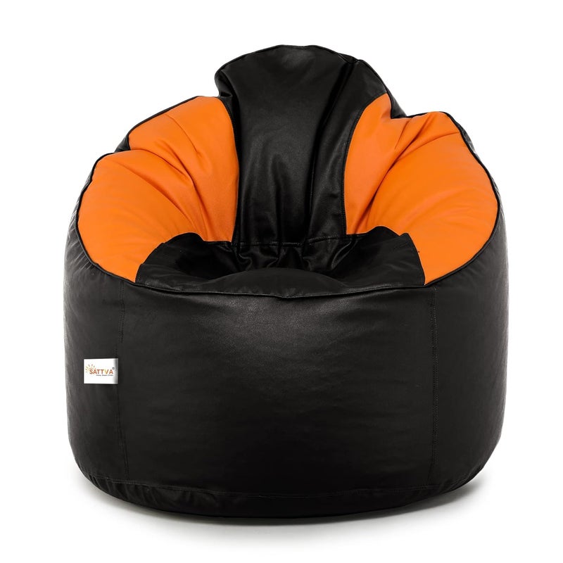 SATTVA Classy.Elegant.Stylish SATTVA ClassyElegantStylish Muddha Sofa Bean Bag Cover Without Beans Black and Orange  - Image 1