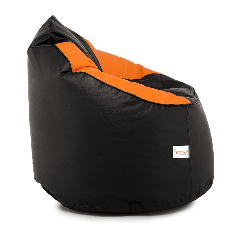 SATTVA Classy.Elegant.Stylish SATTVA ClassyElegantStylish Muddha Sofa Bean Bag Cover Without Beans Black and Orange  - Image 3