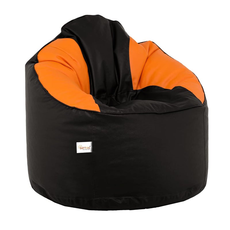 SATTVA Classy.Elegant.Stylish SATTVA ClassyElegantStylish Muddha Sofa Bean Bag Cover Without Beans Black and Orange  - Image 2