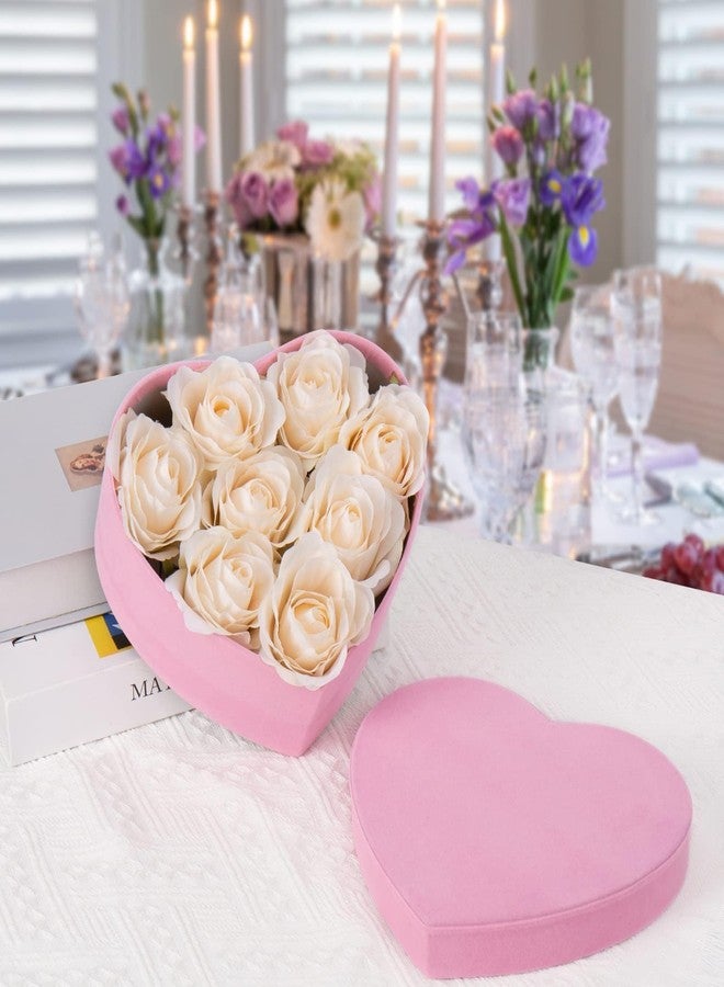 GnFlus Christmas Pink Gift Boxes with Lids for Presents 4 Pack Heart Shaped Velvet Nesting Gifts Box for Arrangements Flowers Christmas Wedding Birthdays Valentines Bridesmaid Anniversary Party - Image 2