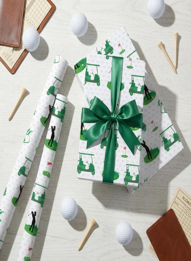 Liobelon Golf Wrapping Paper Roll, Illustrated Golf Course & Golfer Design Gift Wrap for Men, Dad, Father’s Day, Birthday, Sports Party, Golfer Gifts, Team Celebration - 17 in x 16.4 ft - Image 4