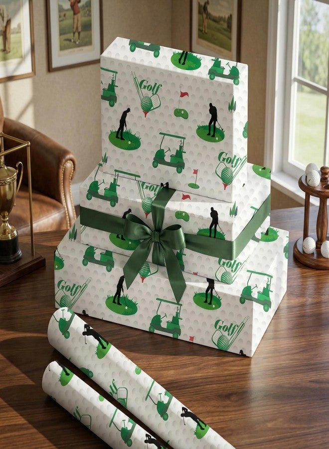 Liobelon Golf Wrapping Paper Roll, Illustrated Golf Course & Golfer Design Gift Wrap for Men, Dad, Father’s Day, Birthday, Sports Party, Golfer Gifts, Team Celebration - 17 in x 16.4 ft - Image 5