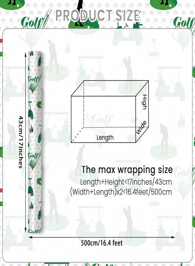 Liobelon Golf Wrapping Paper Roll, Illustrated Golf Course & Golfer Design Gift Wrap for Men, Dad, Father’s Day, Birthday, Sports Party, Golfer Gifts, Team Celebration - 17 in x 16.4 ft - Image 3
