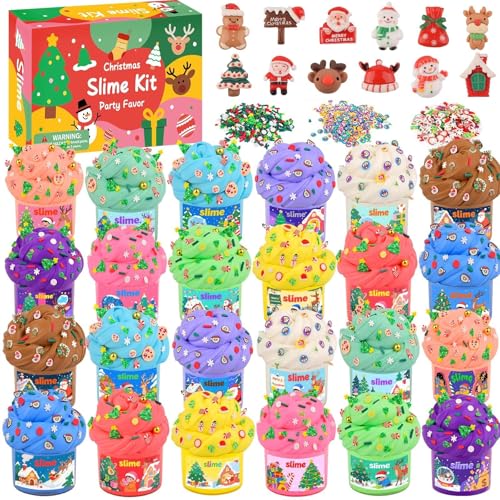 TITRITH 2025 New 24 Pack Christmas Slime Kit Advent Calendar Butter Slime Set Party Favors for Teen Girls Boys Kids Stocking Stuffers Christmas Toys Kit Xmas Classroom Rewards Advent Calendar 2025 Kids - Image 1