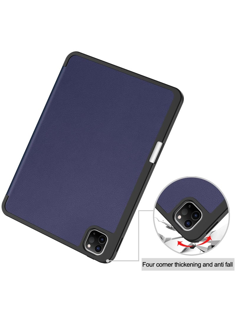 عام متوافق مع حافظة iPad Pro 11 (M4) 2024 مع حامل للقلم 【يدعم القلم / القلم برو】، غطاء جلد + ظهر من TPU لين مع حامل ثلاثي الطي الذكي، وظيفة الاستيقاظ / السكون التلقائي. - Image 5