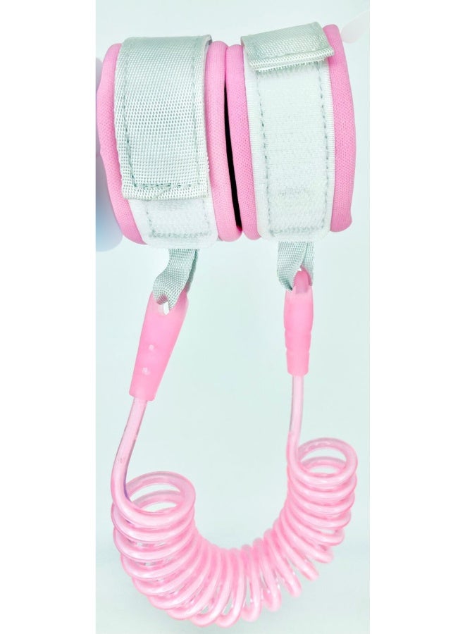 "1.5m Baby Walking Belt with Flexible Spiral Wire and Adjustable Comfortable Wrist Cuff - Anti-Lost Harness for Kids in Blue/Pink - Image 4