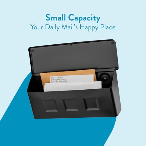 Architectural Mailboxes Wayland™ Vertical Wall-Mounted Mailbox for Outside, Rust-Resistant Galvanized Steel Metal Small Mail Box, Black - Image 3