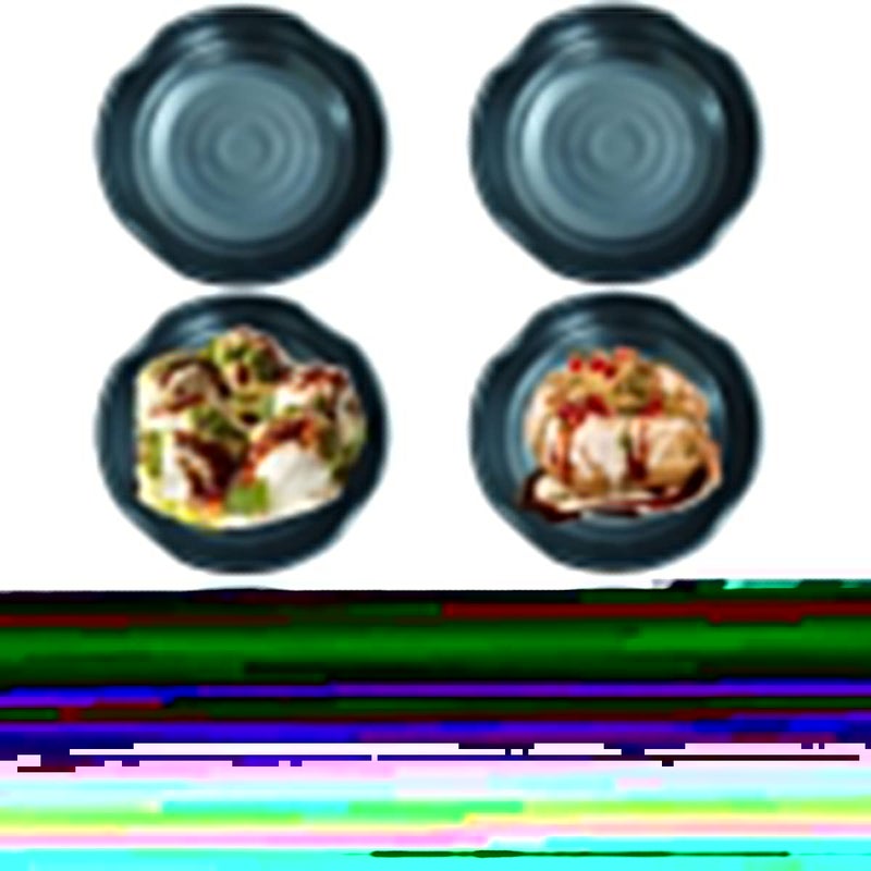 DECOR VIBES Melamine Dahi Bhalla and Chat Plate, Snack and Appetizer Plate, Tray for Party and Daily use Serving Platter (Matt Black, Dia 6 Inch, Pack of 6) - Image 1
