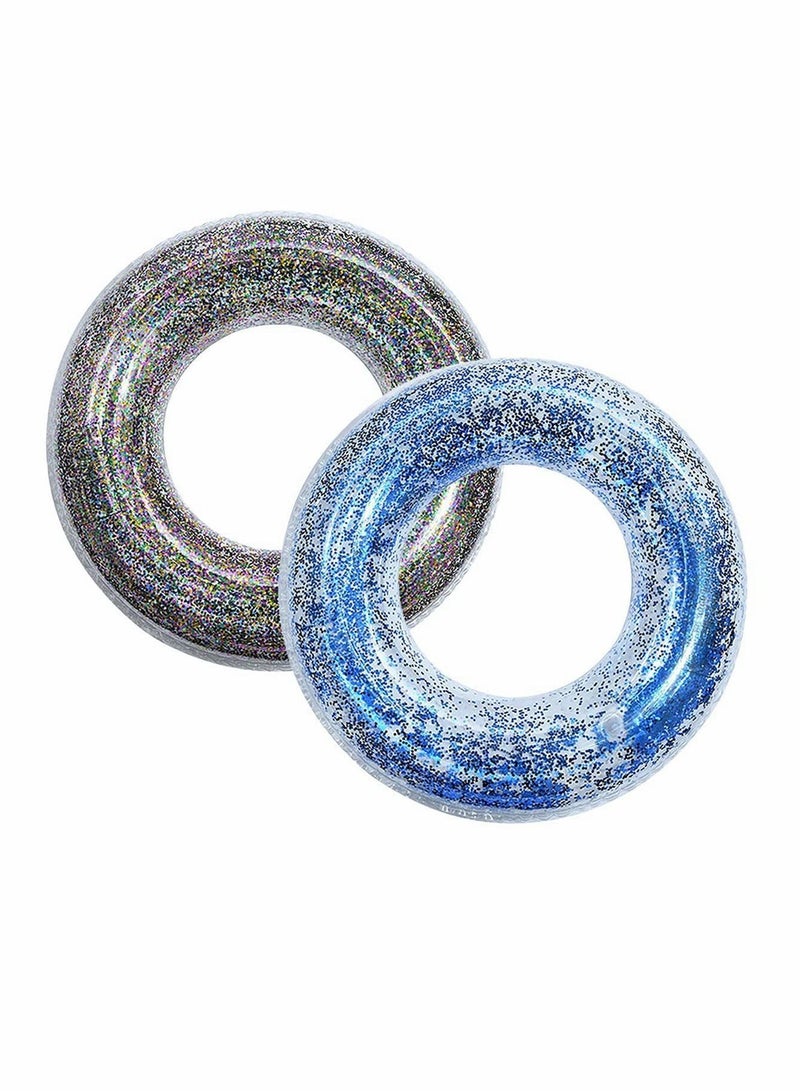 Y&D Inflatable Pool Float Tube, 31" Swimming Ring with Colorful Sparkling Glitters for The Beach Outdoor Party Supplies, 2pcs - Image 1