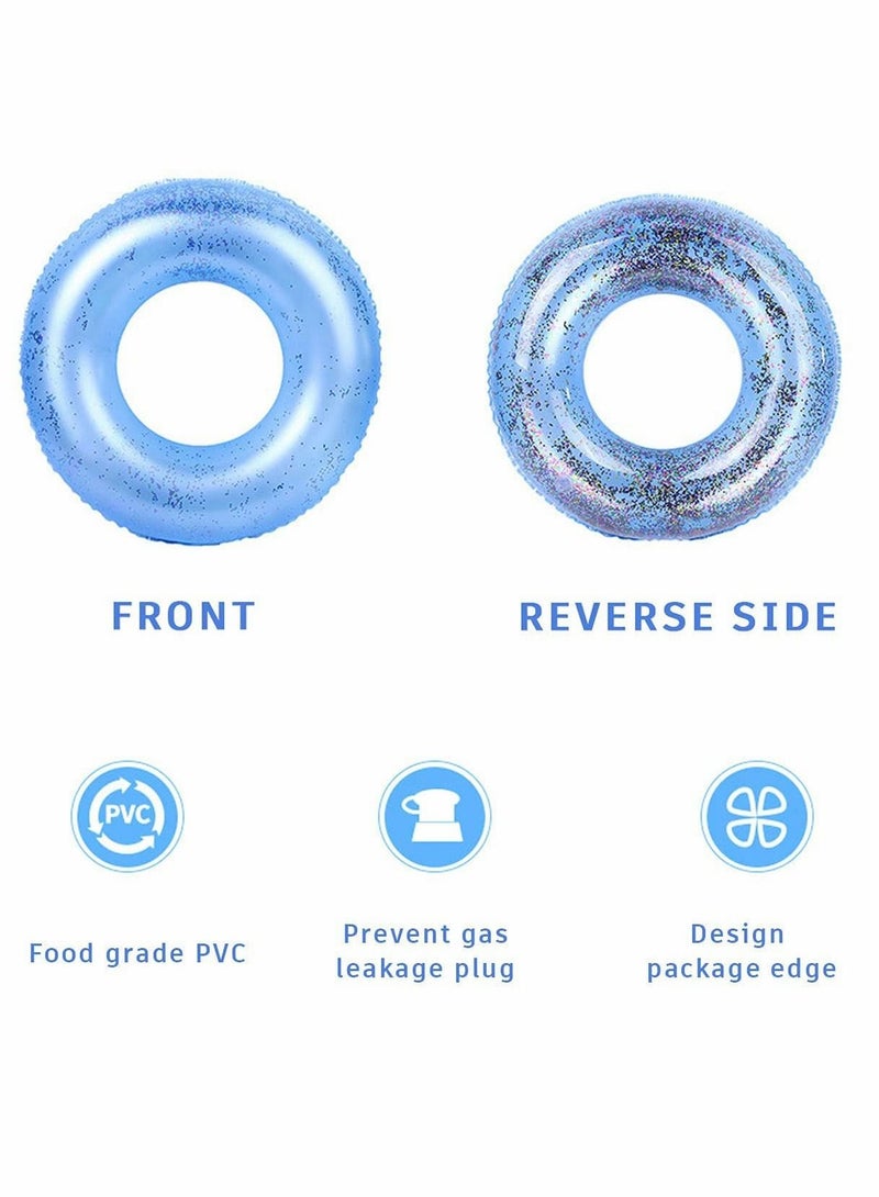 Y&D Inflatable Pool Float Tube, 31" Swimming Ring with Colorful Sparkling Glitters for The Beach Outdoor Party Supplies, 2pcs - Image 2