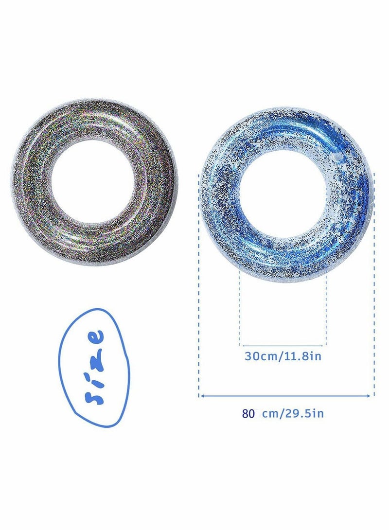 Y&D Inflatable Pool Float Tube, 31" Swimming Ring with Colorful Sparkling Glitters for The Beach Outdoor Party Supplies, 2pcs - Image 3