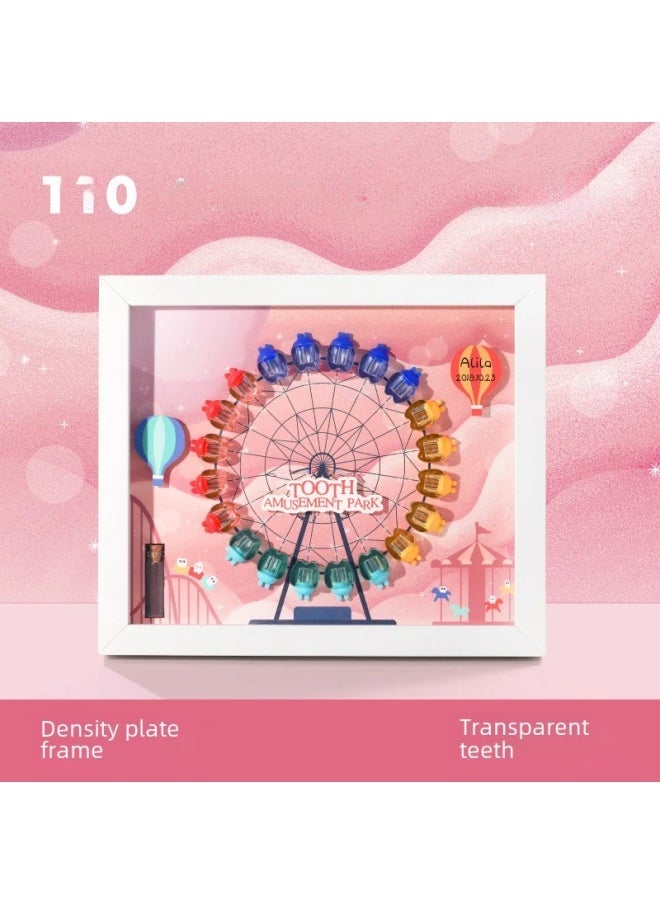 T10 Plastic Frame Toothpick Box Boys Girls Tooth Tissue Storage Memo Box Baby Remembrance Storage Youth Suitable-Color:T10 Wooden Frame-Tooth Paradise-Girls  - Image 1