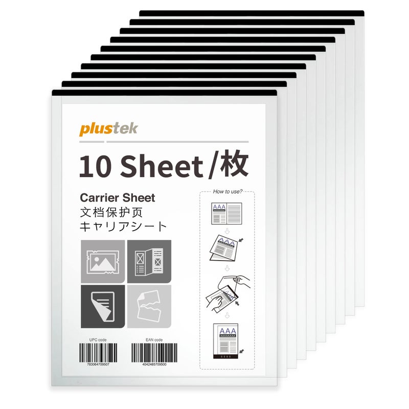Plustek Document Carrier Sheets Pack 10 pcs A4 Letter Size Protects Fragile Paper and A3 Size Document by Folding Support Epson Brother Fujitsu and Canon Document Scanner - Image 2