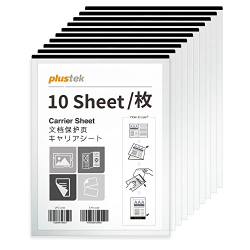 Plustek Document Carrier Sheets Pack 10 pcs A4 Letter Size Protects Fragile Paper and A3 Size Document by Folding Support Epson Brother Fujitsu and Canon Document Scanner - Image 1