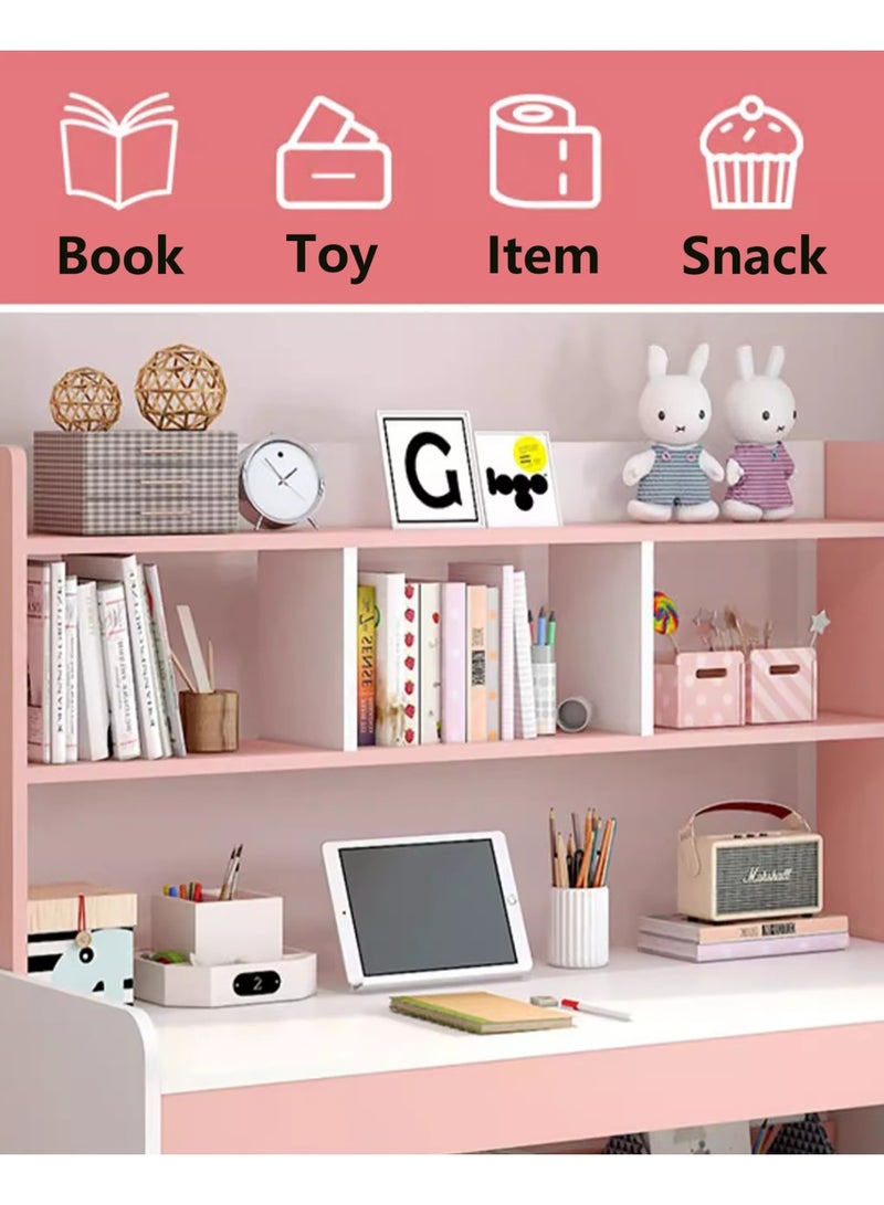 GoldenLike  مكتب كمبيوتر بطول 100 سم مع رف كتب، ورفوف تخزين متعددة المستويات، وطاولة دراسة، ومكتب كتابة لغرفة الأطفال - Image 2