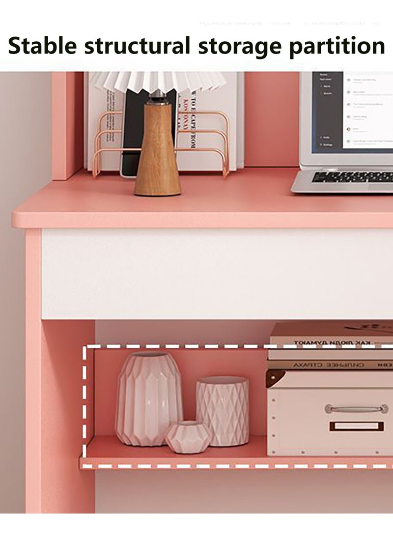 GoldenLike  مكتب كمبيوتر بطول 100 سم مع رف كتب، ورفوف تخزين متعددة المستويات، وطاولة دراسة، ومكتب كتابة لغرفة الأطفال - Image 4