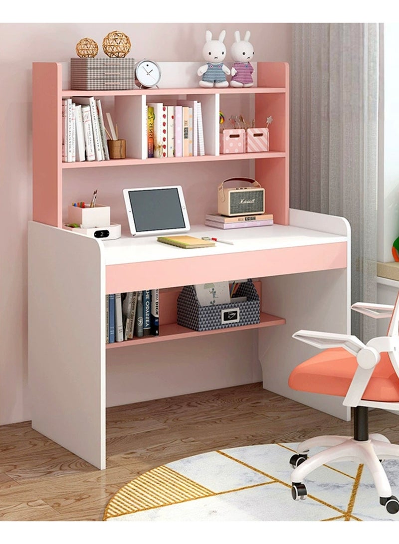 GoldenLike  مكتب كمبيوتر بطول 100 سم مع رف كتب، ورفوف تخزين متعددة المستويات، وطاولة دراسة، ومكتب كتابة لغرفة الأطفال - Image 1
