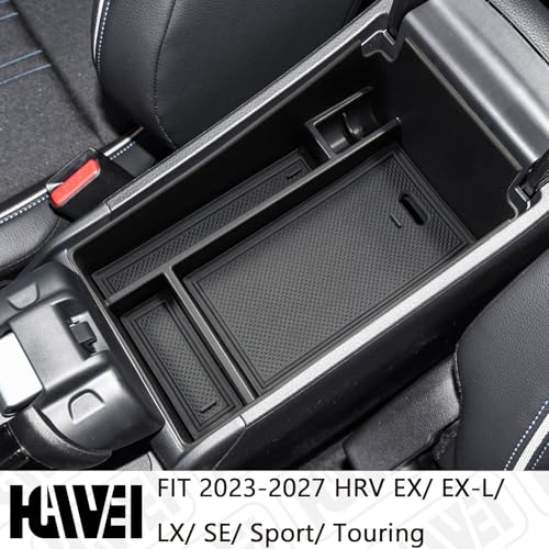 HGWEI Center Console Organizer Tray Compatible with Honda HRV 2023 2024 2025 2026 2027 Accessories Armrest Storage Box for HRV EXEXLLXSESportTouringBlack Trim - Image 3