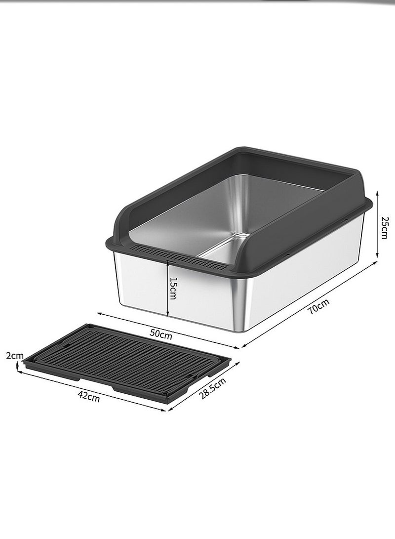 كيدل كبيرة من الفولاذ المقاوم للصدأ القط القمامة مربع ، وسهلة التنظيف ، ومناسبة كبيرة ومتعددة القط القمامة مربع القط القمامة صينية - Image 4