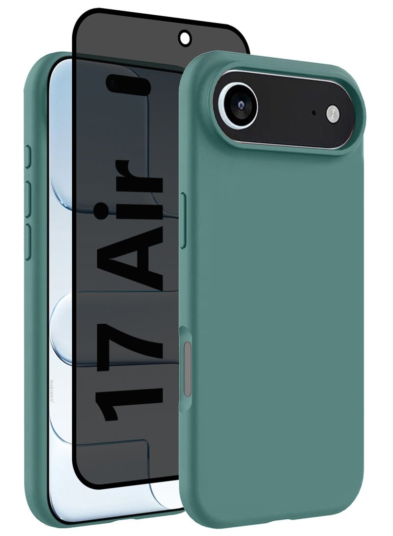 CATANES 2Packs Liquid Silicone Protective Phone Case for iPhone 17 Air , Soft Anti-Scratch Microfiber Lining Utra Slim Drop Protection Phone Cover with Privacy Screen Protector - Cactus Green - Image 1